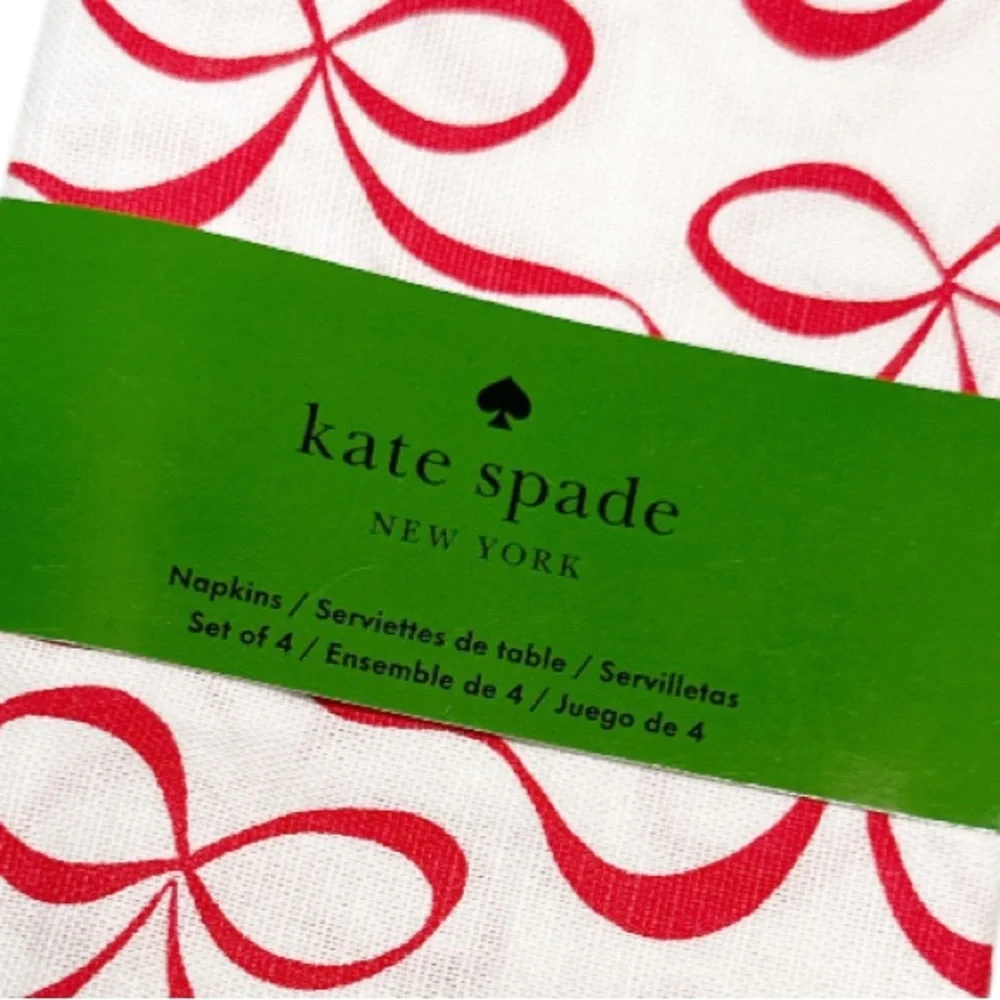 🎉HP🎉 NEW Kate Spade RED BOW Napkins Set/4